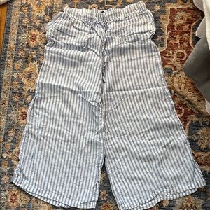 Blue and White Striped Linen Pants